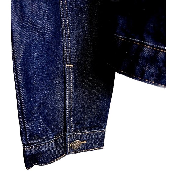 Blue Faith Women Plus Size 2X Button Crop Cotton Denim Blue Jean Jacket Pockets - Picture 5 of 13